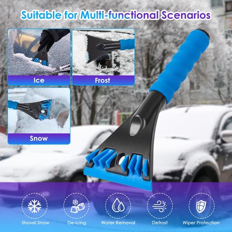 Set di 2 raschietti per parabrezza auto, 2 in 1 raschietto per ghiaccio auto con impugnatura antiscivolo, raschietto per ghiaccio auto, strumento per sbrinamento e rimozione della neve per parabrezza (1/4)