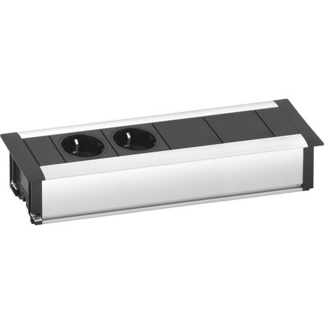 Evoline Frame-Dock Data Steckdosenleiste 2-fach mit 2 freien Modulplätzen Alu