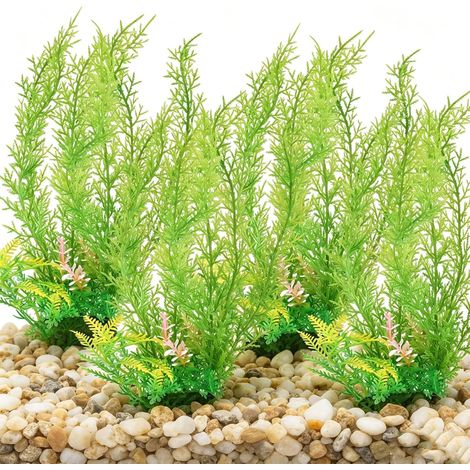 Lot de 4 grandes plantes artificielles pour aquarium, 32 cm de long, plantes d'aquarium vertes, plantes d'aquarium en plastique pour aquariums (1/5)