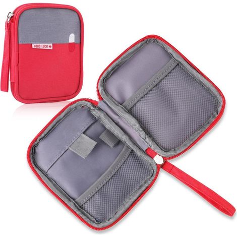 Reiseapotheke Tasche Rot, Erste Hilfe Tasche Klein, Doppelschichtig, Wasserfest