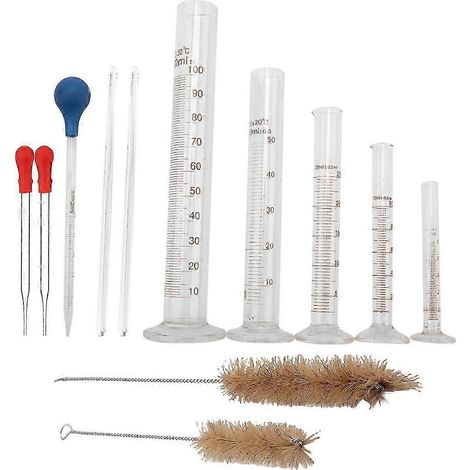 Ensemble de cylindres gradués, cylindres de mesure en verre borosilicaté avec pipettes/tiges d'agitation/brosse de nettoyage 2025 (1/5)