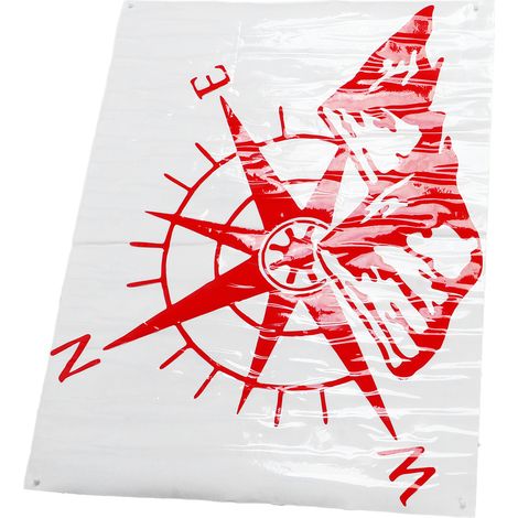 Autocollant décoratif pour lunette arrière de voiture, forte adhérence, couleur inaltérable, motif boussole de montagne, universel, rouge / 60 x 45 cm / 23,6 x 17,7 pouces (1/5)