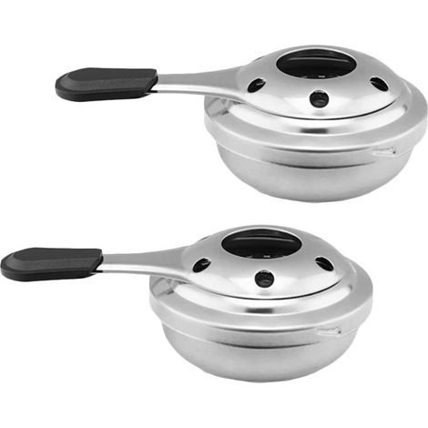 Lot de 2 mini réchauds à alcool portatifs en acier inoxydable pour camping, randonnée, thé, café, boissons chaudes (1/5)
