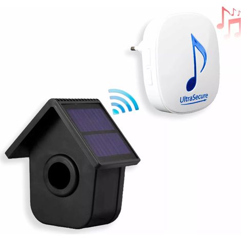 Ultra Secure – Détecteur de mouvement solaire 600m sans fil – Autonome avec carillon 35 mélodies – Détection jusqu'à 15m – Résistant aux intempéries