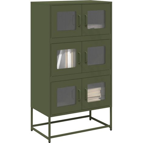 Aparador de acero verde oliva 68x39x123 cm vidaXL (1/5)