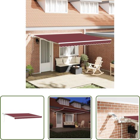 LED-Beleuchtung - Markise Automatisch mit LED Weinrot 400x300 cm (1/5)
