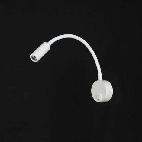 3-watt wall-mounted reading lamp with white silicone tube and switch, fl (1/3)