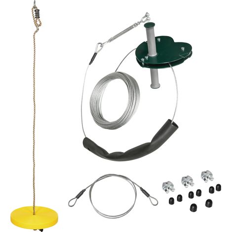Kit tyrolienne enfant 6-10 ans avec poignée antidérapante, corde ajustable et protège-arbre inclus. (1/5)