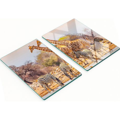 Planches à découper en verre avec motifs girafe et zèbre 2x40x52 cm (1/5)
