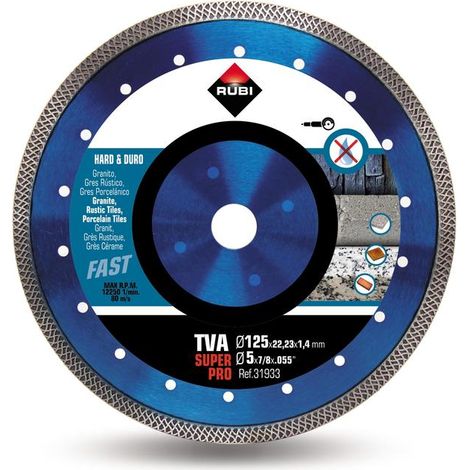 Rubi – Disque diamant pour meuleuse 125mm – Coupe rapide pour granit et grès – Technologie laser – 31933