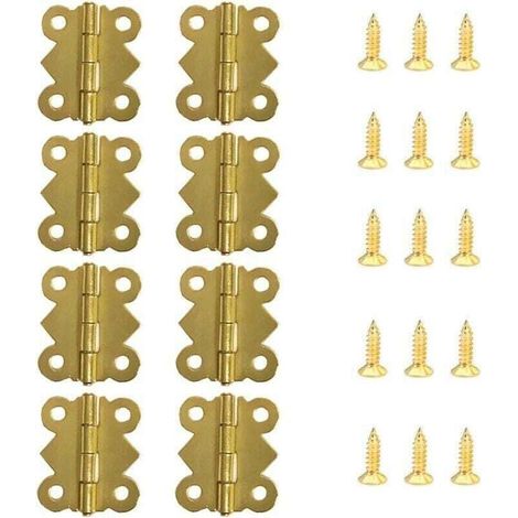 Charnière pour meuble, XU,50 Pièces Charnières Mini Papillon Charnières Laiton Rétro avec 200 pièces Vis de remplacement (20x 17mm) - KZQ (1/4)