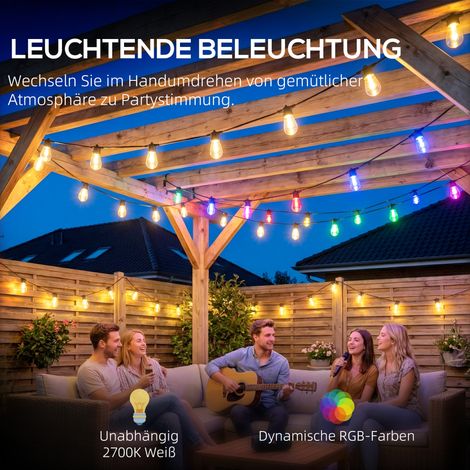Guirlande lumineuse boule, rideau lumineux RGBW étanche IP44 pour décoration intérieure et extérieure (1/4)