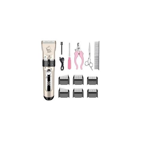 Tondeuse Chien IPX7 Professionnel Sans Fil Détachable Tondeuse pour Chien Lames en Céramique Ecran LCD Charge Rapide Rasoir Chien Lame Détachable et Lavable à faible bruit 5 Vitesses de Rotation H608 (1/5)