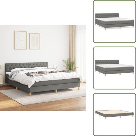 Boxspringbett mit Matratze Dunkelgrau 160x200 cm Stoff - Boxspringbett - Doppelbett - Bettenrahmen - Matratze - Schlafsystem (1/5)
