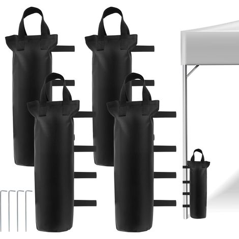 4 Pièces Sacs de Lestage, Sac de Sable pour Tonnelle, Poids Pavillon Sacs de Sable pour Tonnelles, Auvents, Tentes, Parasols, Tente Pop-up(Oxford, 38 x 20.5cm, Noir) (1/5)