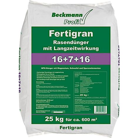 BECKMANN Engrais gazon PROFI Fertigran 16+7+16 25 kg Engrais pour gazon de sport