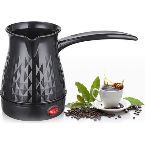 (Nero) Mini caffettiera turca, di piccole dimensioni per uso domestico, caffettiera araba/greca, antiscottatura, compatibile con piani cottura a induzione, 500 ml (1/5)
