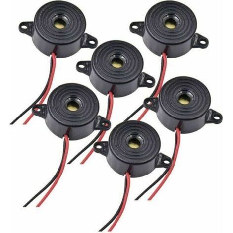 12V Electronic Buzzer, DC 3-24V Buzzer, 12V Siren, 85dB Buzzer, Electronic Alarm Buzzer, Alarm System Buzzer for Physical Circuits, Continuous Sound, 6 Pieces, 120mm Cable Length