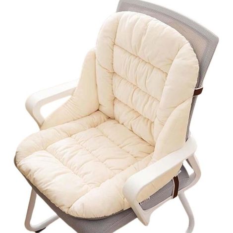 Coussin d'assise et de dossier chaud pour l'hiver, intégré, pour bureau ou maison - Beige (1/4)