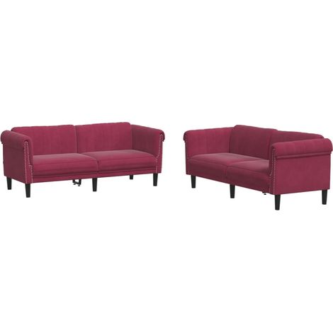 Maison Exclusive - Set di Divani 2 pz Rosso Vino in Velluto