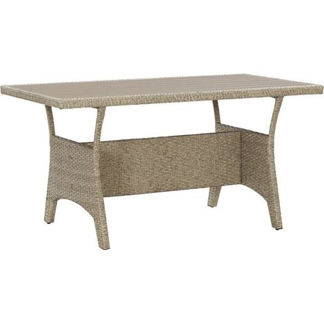 Table de jardin grise, 120 x 70 x 66 cm, résine tressée (1/5)