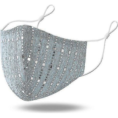 Lot de 10 masques à paillettes, respirants, lavables et réutilisables, en coton, protège-bouche (1/2)