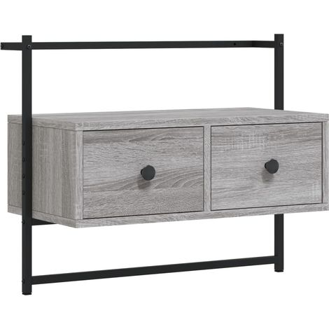 Meuble TV Banc TV Armoire TV mural sonoma gris 60,5x30x51 cm bois d'ingénierie (1/5)