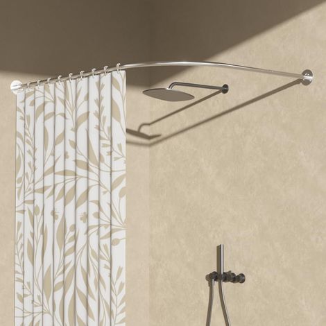 Tringle Rideau Douche sans Percage, Barre de Douche Extensible, 70-95 X 105-165 cm Tringle Rideau Douche sans Percage, Barre De Douche Angle MéTal (1/5)