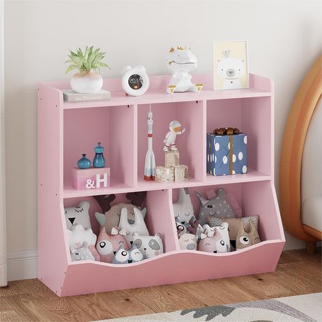 Bibliothèque 2 niveaux bois enfants, rangement livres et jouets pour crèche salle de jeux chambre (1/5)