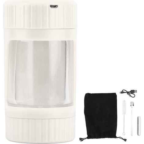 Boîte à cigarettes lumineuse LED avec broyeur, pot de rangement en verre blanc, étanche à l'air et à l'humidité, avec loupe intégrée, pour stockage et broyage.