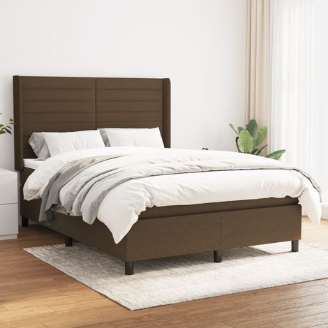 Lit Adulte moderne, Lit à sommier tapissier avec matelas Marron foncé 140x200 cm SDG29138 (1/5)