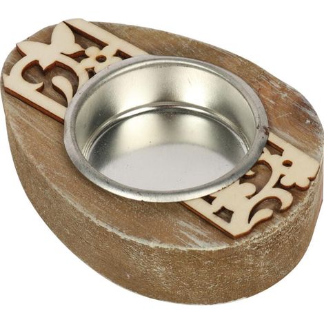 Portacandele in legno a forma di uovo di Pasqua, marrone, 8 cm
