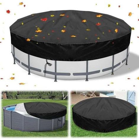 Bâche d'hiver et d'été pour piscine gonflable ronde – Couverture de protection extérieure universelle pour spa et bain (diamètre 210 cm, hauteur 90 cm, couleur noire) – Idéale pour maintenir la propre (1/4)