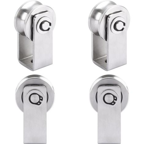 Lot de 4 Poulie Acier Inoxydable 304, Roulette de Guidage Rainure en U 34mm, Poulie Levage Charge Lourde 100KG pour Cable et Porte Coulissante (1/5)