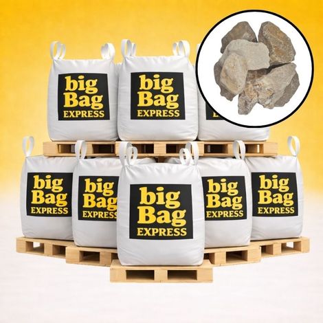 PACK 8 X BIG BAG de +/- 1,5T Pierre à Gabion Ocre Beige Ø 70/120 mm - Livraison PREMIUM (1/4)