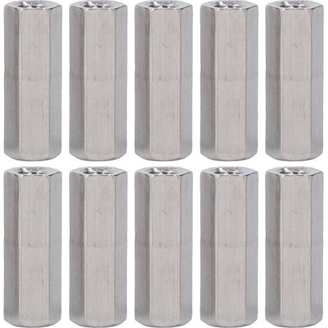 Écrou d'accouplement hexagonal M6x1 L30mm, connecteur de tige filetée antirouille en acier inoxydable 304, 10 pièces (1/5)