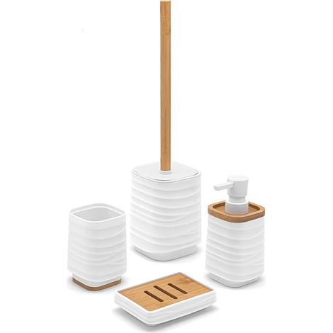 Accessori bagno in set completo da 4 pezzi in abs bianco linea Wave (1/5)