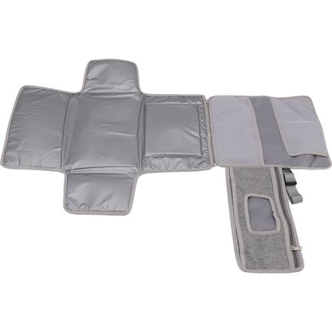 Tapis à langer, matelas à langer pour bébé, sac à langer avec poignée de transport, pliable, détachable, tapis à langer de voyage, gris (1/5)