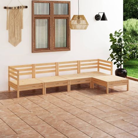 5 pcs Salon de jardin, Ensemble table et chaises de jardin, Meuble de jardin Bois de pin massif MKW644375 (1/5)