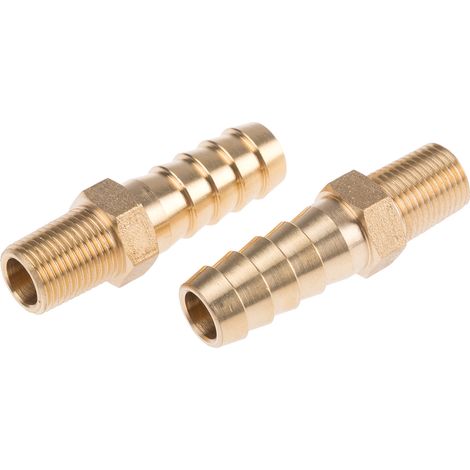 Rs Pro – Raccord de tuyau souple droit G 1/8' mâle – Laiton – Raccord fileté pour plomberie – Pack de 2 unités
