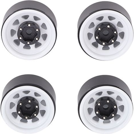 Lot de 4 jantes Beadlock à gorge profonde de 2,5 cm (1 pouce), universelles pour carrosserie de véhicules tout-terrain et voitures radiocommandées Traxxas, avec vis, blanches. (1/5)