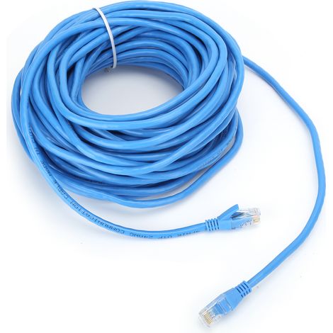 Câble Ethernet Gigabit 20m RJ45, Câble Réseau LAN en Cuivre Sans Oxygène Bleu pour PC et Routeur