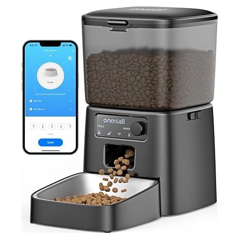 3.5L Automatic Cat Food Dispenser WiFi 2.4 GHz, Black Food Dispenser with APP, Automatic Cat/Dog Bowl, Programmable Feeder, Stainless Steel Bowl (1/5)