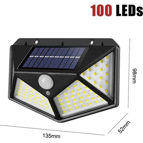 (1 paquet) Lampe murale solaire lumineuse à 4 faces avec détecteur de mouvement et induction humaine, étanche, pour jardin, cour ou rue. (1/5)