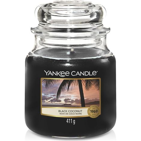 bougie jarre parfumée moyenne taille Noix de coco noire jusqu’à 75 heures de combustion (1/5)