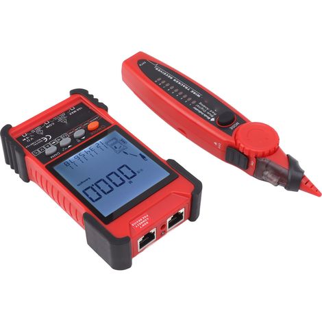 Testeur de câbles réseau 2 en 1, multimètre numérique avec écran LCD, kit de localisation de câbles réseau pour le traçage de câbles métalliques (rouge) (1/5)