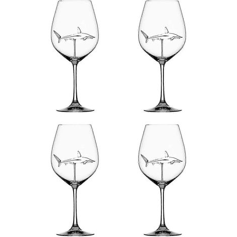 Verre à vin rouge avec un requin à l'intérieur, verre à pied en verre transparent, idéal pour un bar à domicile ou une fête. (1/5)