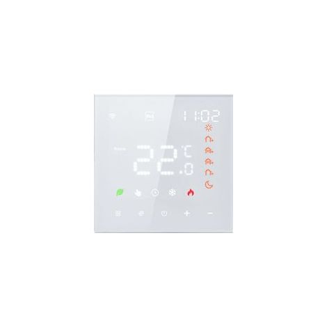 Termostato inteligente WiFi con control por voz, pantalla táctil LCD 3A, compatible con Amazon Alexa y Google Assistant.