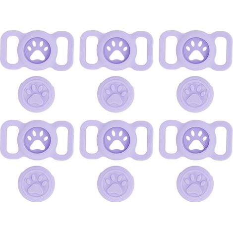 Jeffergarden ‌Porte-collier pour Airtag - 6 pièces, silicone anti-perte violet - Pour chats et chiens‌ (1/5)