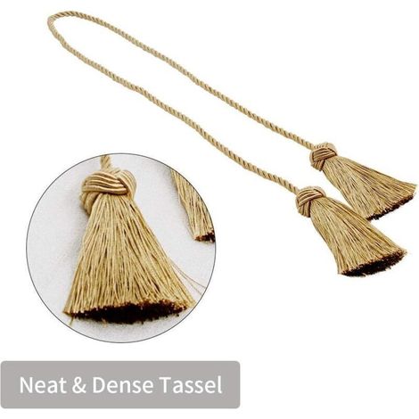 Lot de 4 embrasses de rideaux décoratives faites à la main avec pompon doré pour fenêtres et stores (1/5)